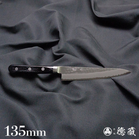 青S 槌目仕上 ペティナイフ 黒ハンドル