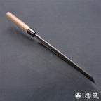 青二　黒打仕上　切付柳刃包丁　胡桃柄