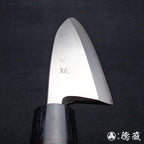 銀三　厚出刃包丁　紫檀柄