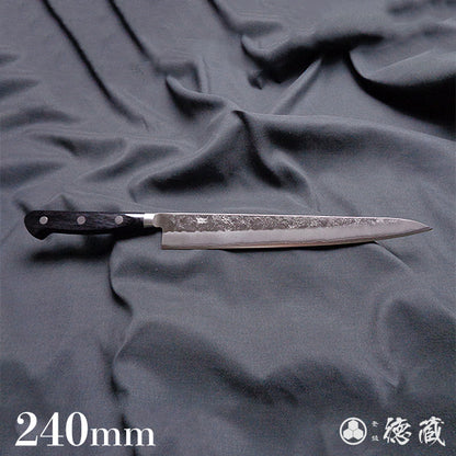 Ginsan (Silver3) stainless steel  matt finish  Sujihiki-knife  black handle