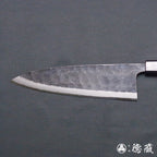青二　黒打仕上　出刃包丁　クルミ柄